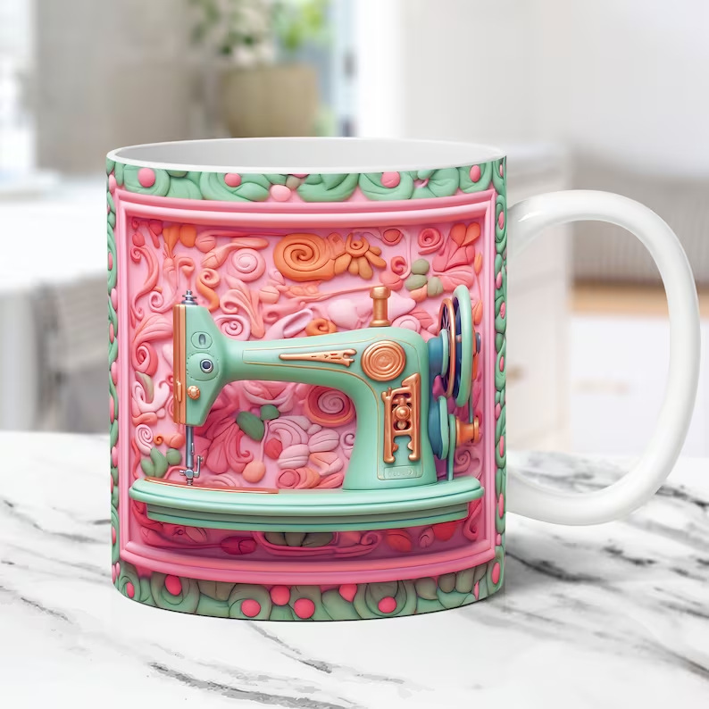 3D Floral Sewing Machine Mug(12oz)