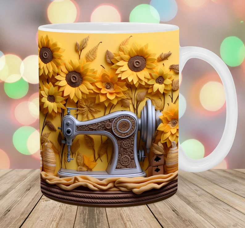 3D Floral Sewing Machine Mug(12oz)