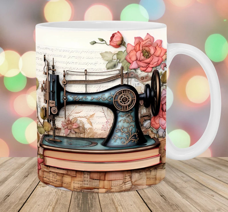 3D Floral Sewing Machine Mug(12oz)