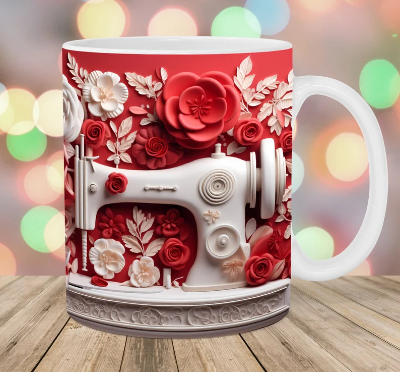 3D Floral Sewing Machine Mug(12oz)