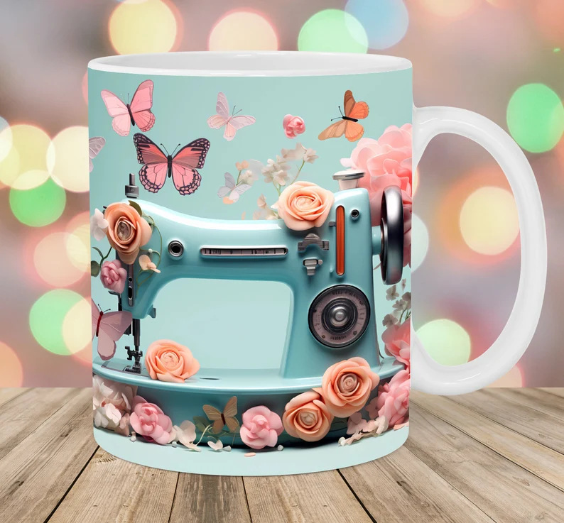 3D Floral Sewing Machine Mug(12oz)