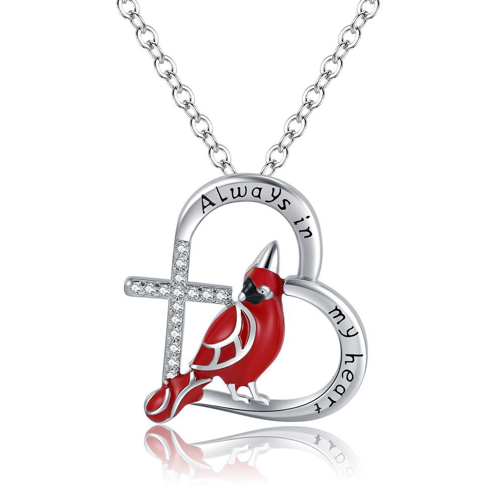 Cardinal Heart Pendant Necklace🐦✝️Buy 1 Get 1 Free