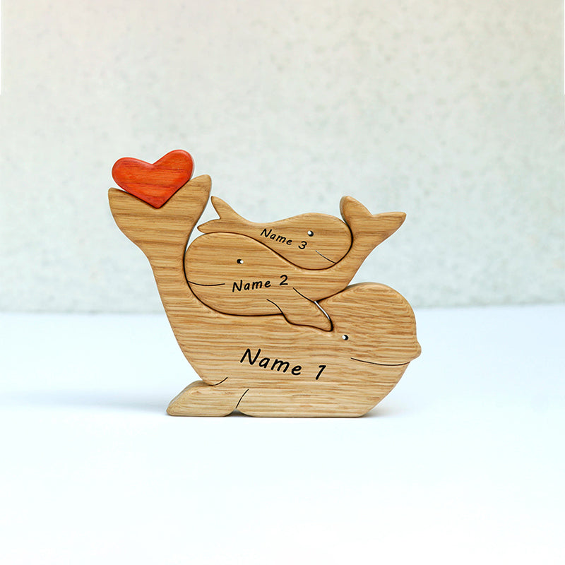 Wooden whales family puzzle