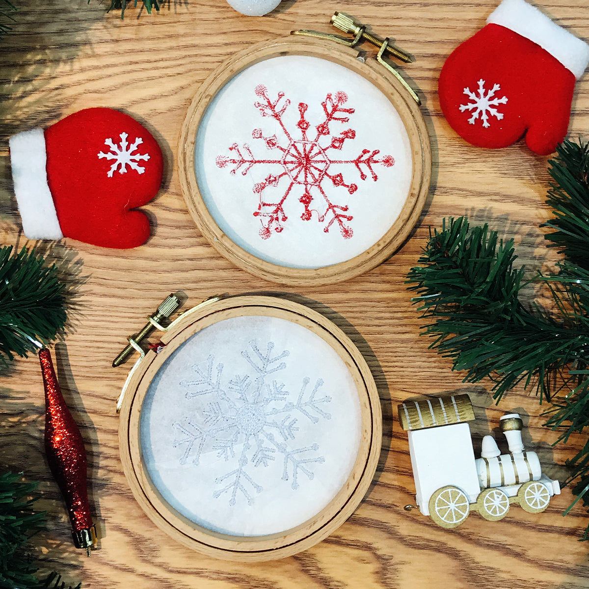 Snow Flake Embroidery Ornament, Christmas Ornament Set, Christmas Keep Sake