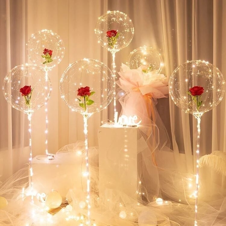 💕2024 Valentine's Day Hot Sale 🎈LED Luminous Balloon Rose Bouquet
