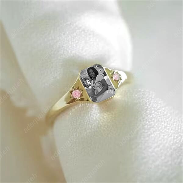 Personalized Birthstone Photo Ring💍
