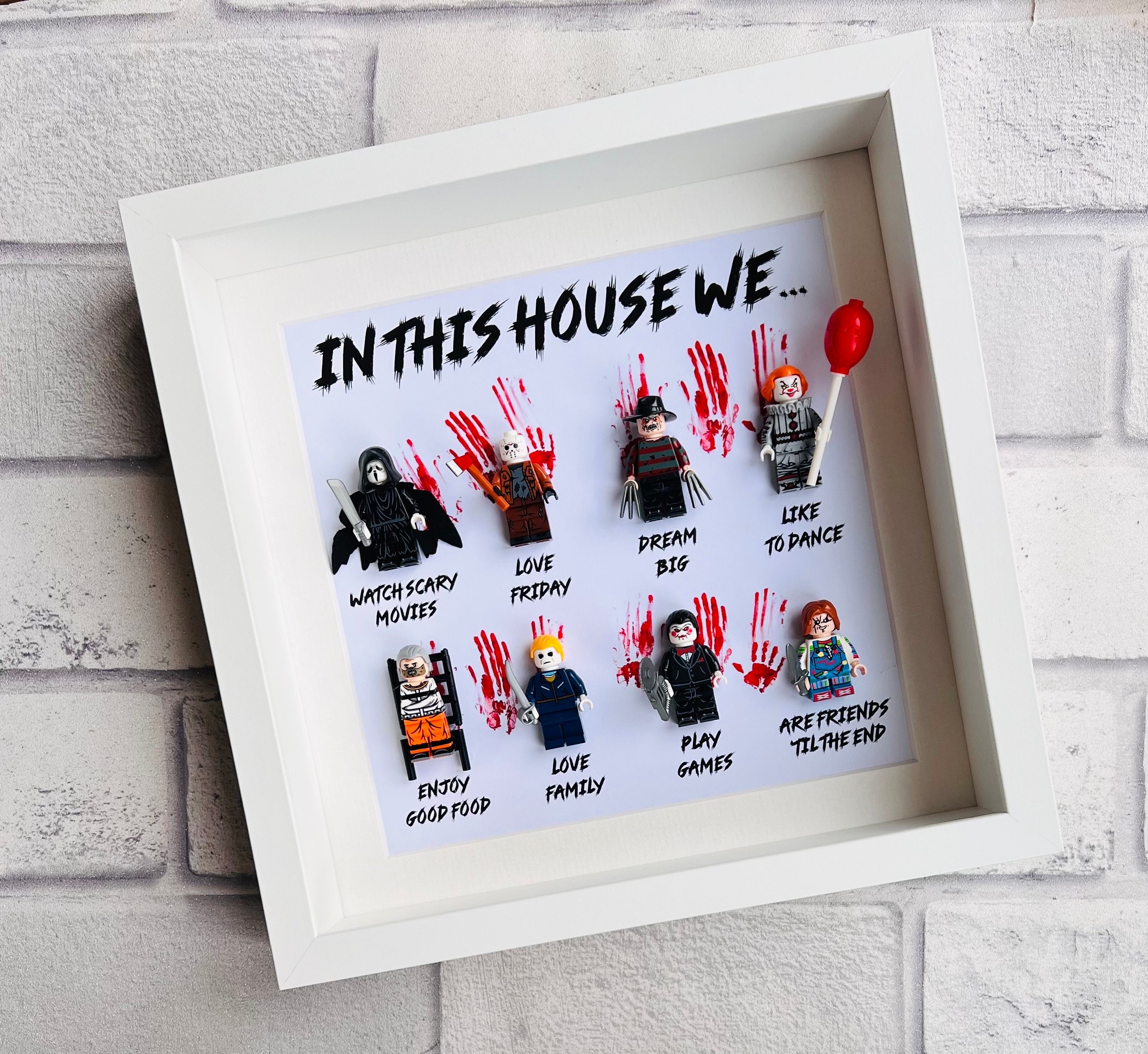 In This House We... 8/10/12 Horror Gift Frame (Halloween Scary Movie) Halloween ,Birthday gift,scary movie loving family