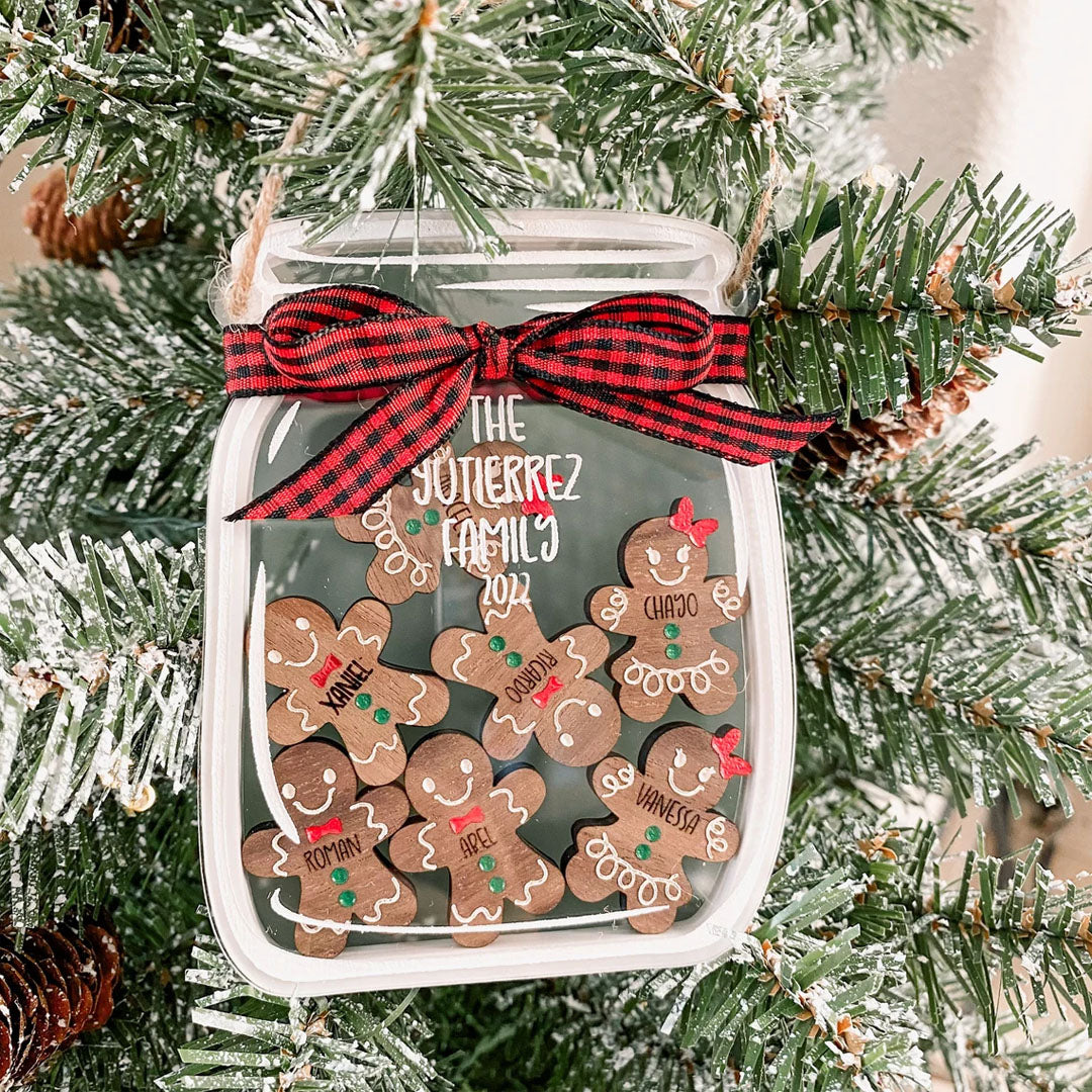 Personalized Family Gingerbread Cookie Jar Ornament, Christmas Ornament