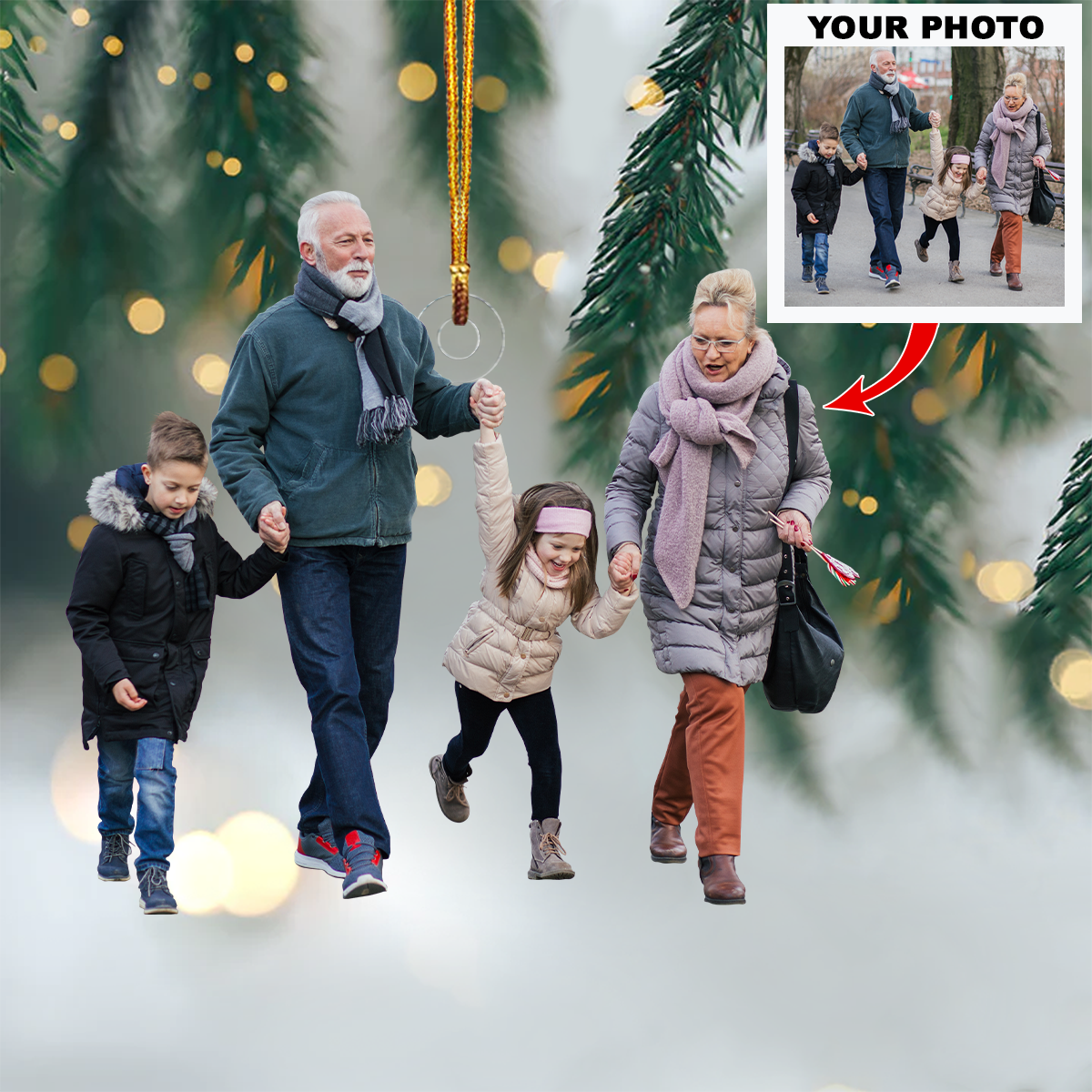 Customized Your Photo Ornament - Personalized Photo Mica Ornament - Christmas Gifts For Family Member