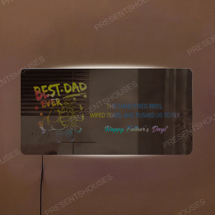 BEST DAD/GRANDPA Personalized Dad and Child's Fist Father's Day Mirror Light