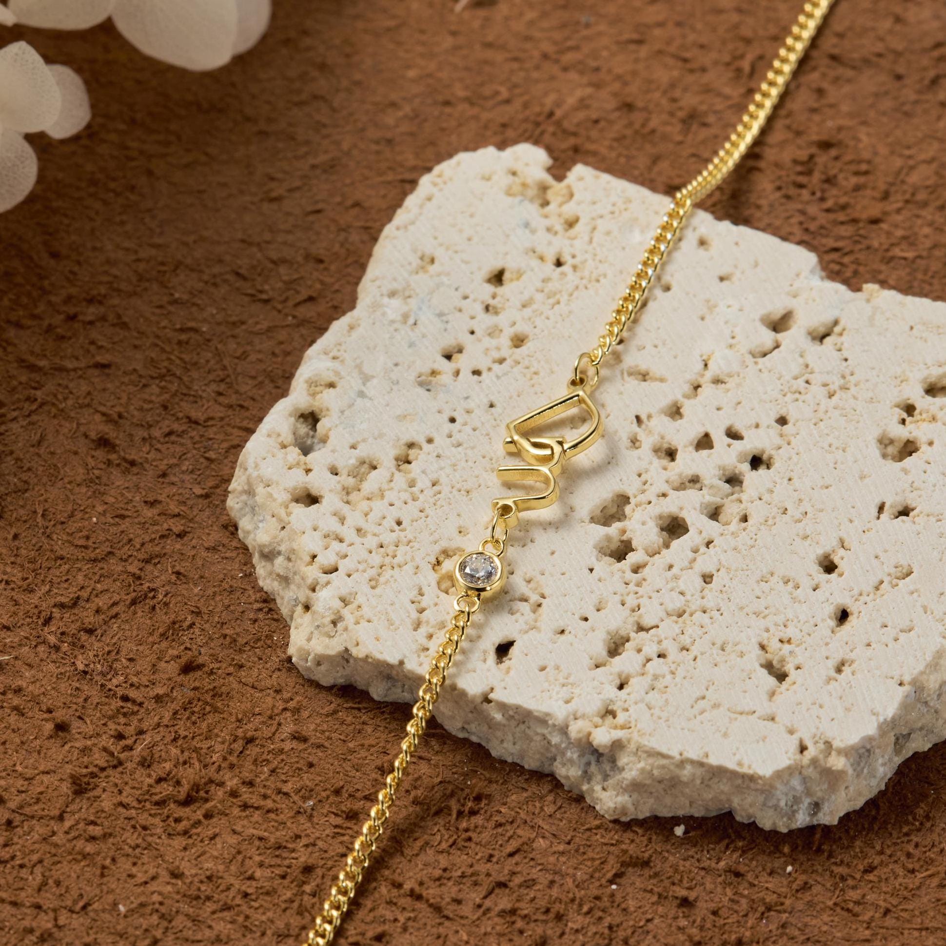 Personalized Two Initial Charm With Curb Chain