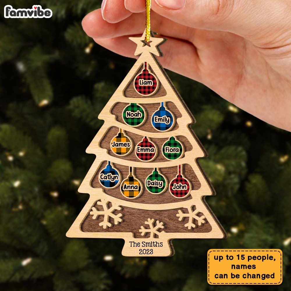 Personalized Gift For Family Christmas Tree 2 Layered Wood Ornament 