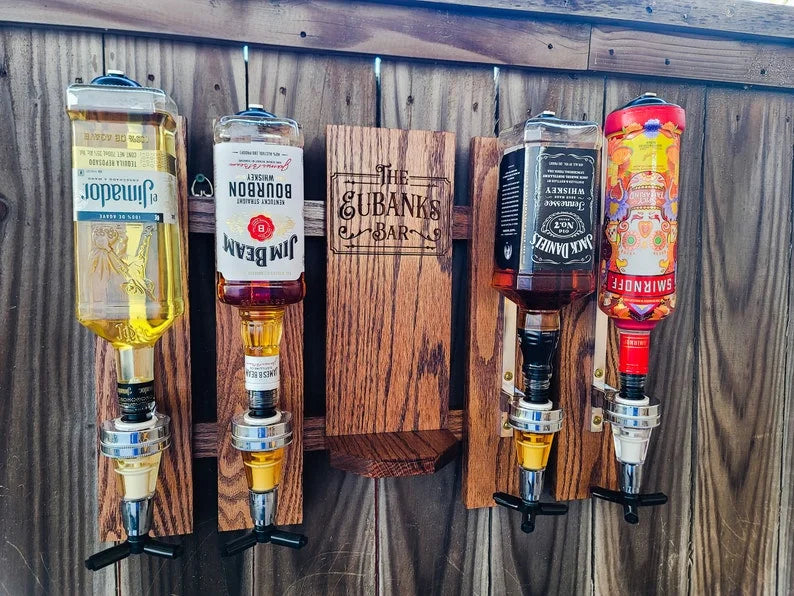 Personalized Wall Mount Liquor Dispenser - Dispenser for Bar Decor