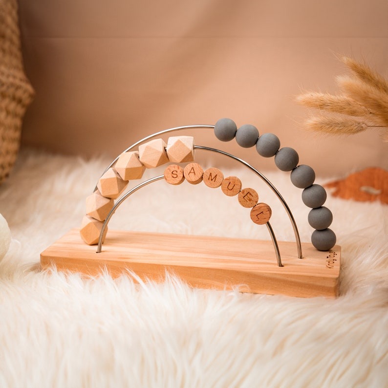 Personalized Rainbow Abacus, Montessori Nursery Decor Bohemian Toys AU New SKY