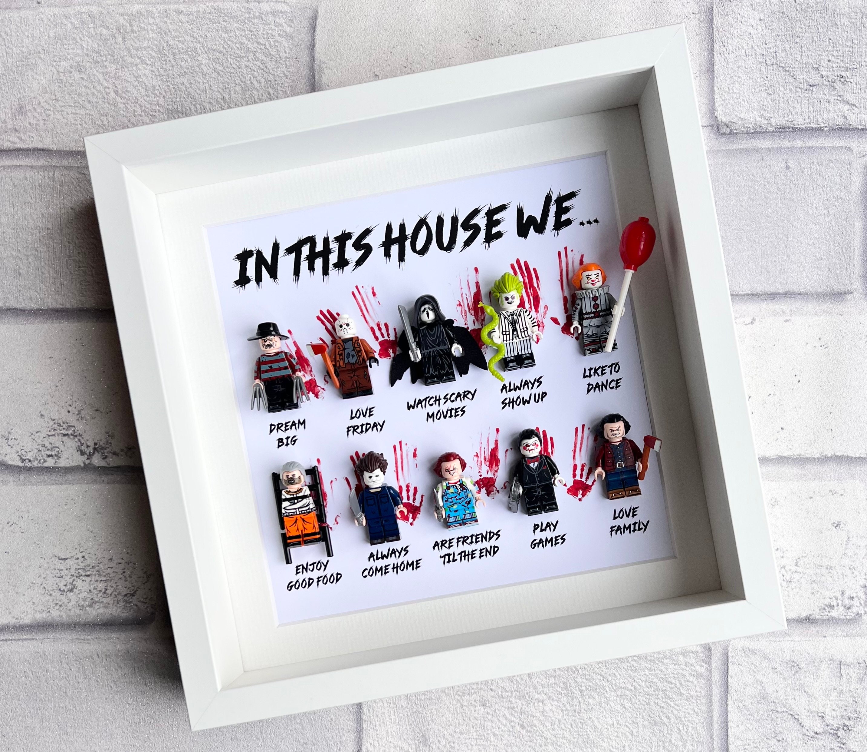 In This House We... 8/10/12 Horror Gift Frame (Halloween Scary Movie) Halloween ,Birthday gift,scary movie loving family