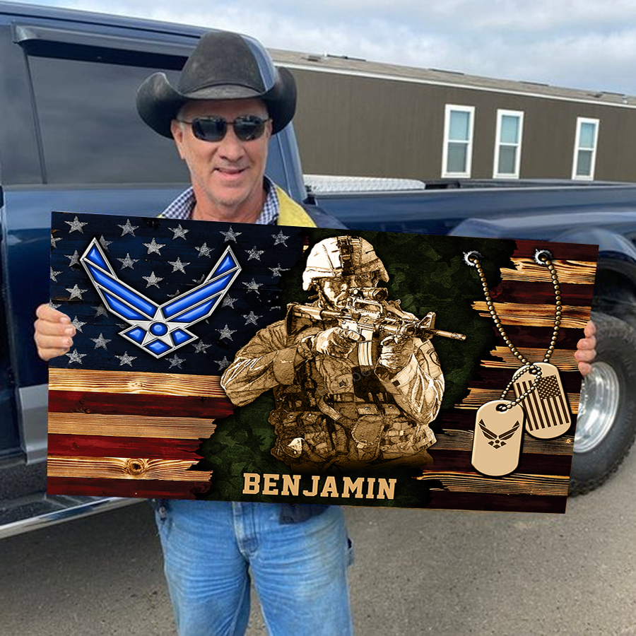 Personalized Wood Military Soldier Flag Board
