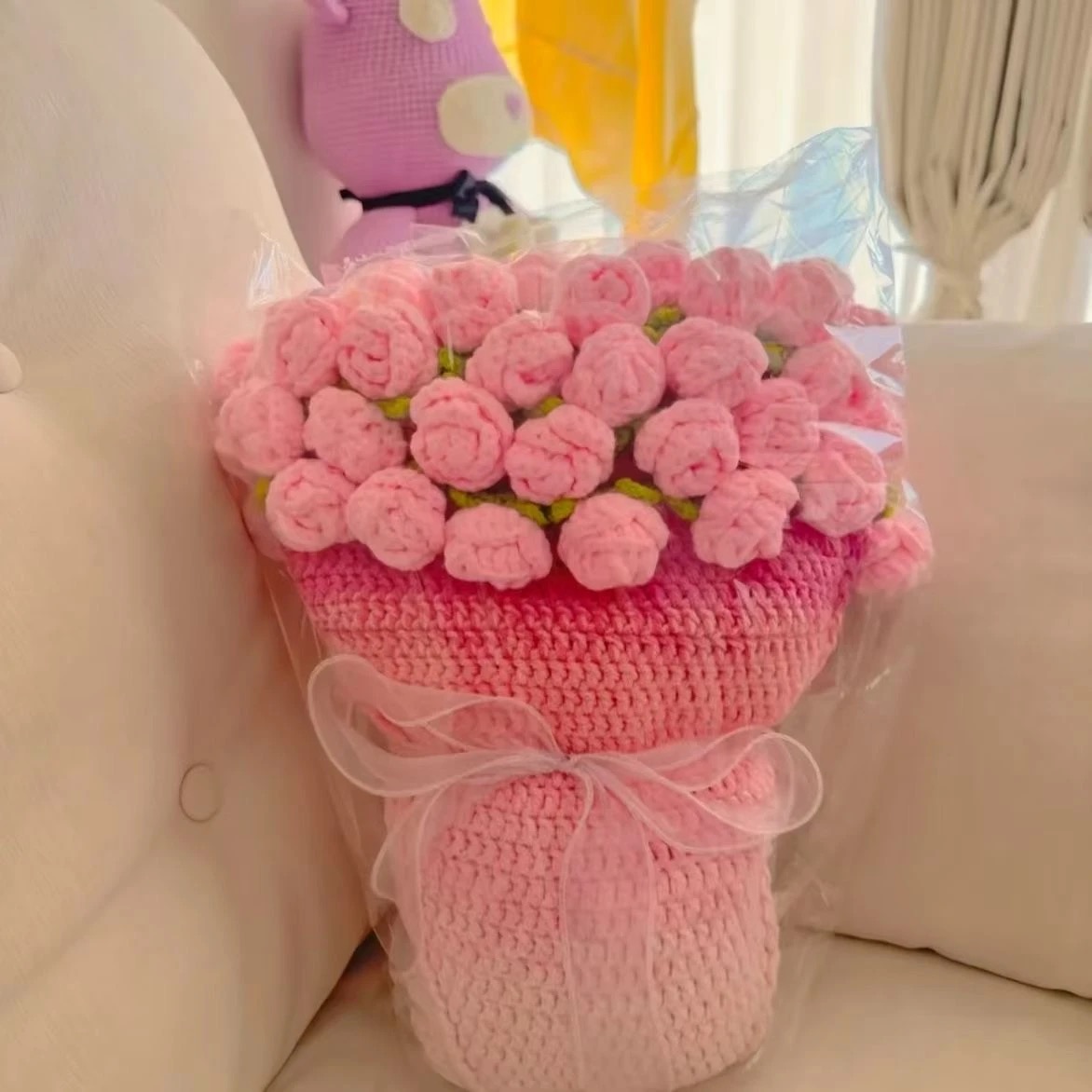 Hand-made Crochet Flower Bouquet Blanket，Sunflower Finished blanket，Rose Bouquet Finished Blanket ,lily of the valley Finished blanket,Wedding Gift，Valentine's Day Gifts