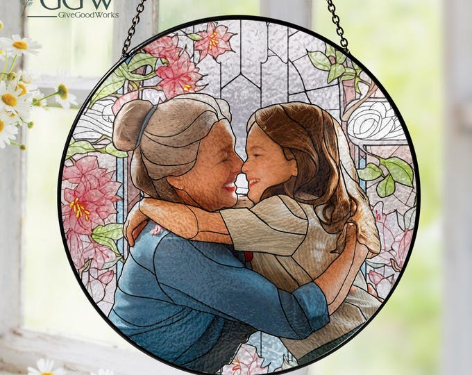 Personalized Grandma Portrait Suncatcher Window Hanging