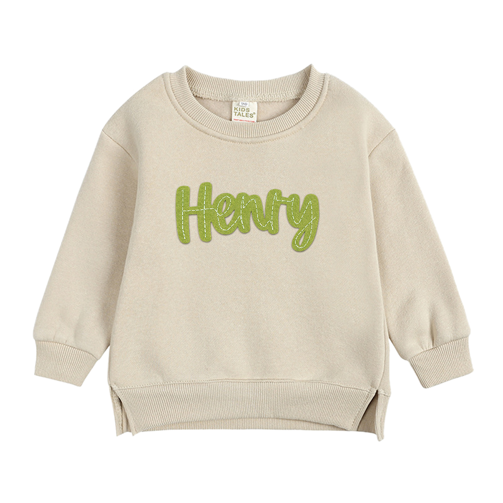 Personalized Hand-Embroidered Kid Cozy Soft Crewneck Sweatshirt 