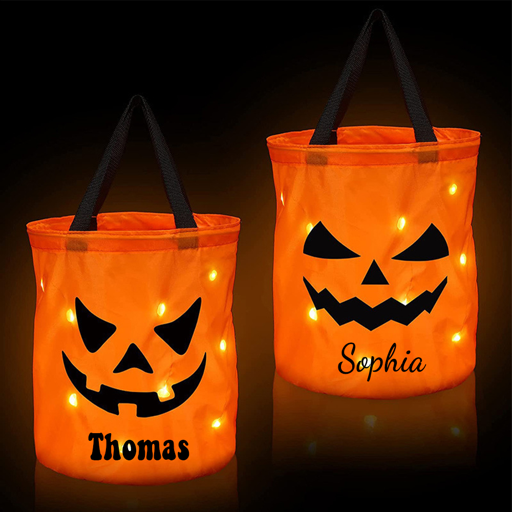 Personalized Halloween LED Light Pumpkin Bucket | CWHalloween10