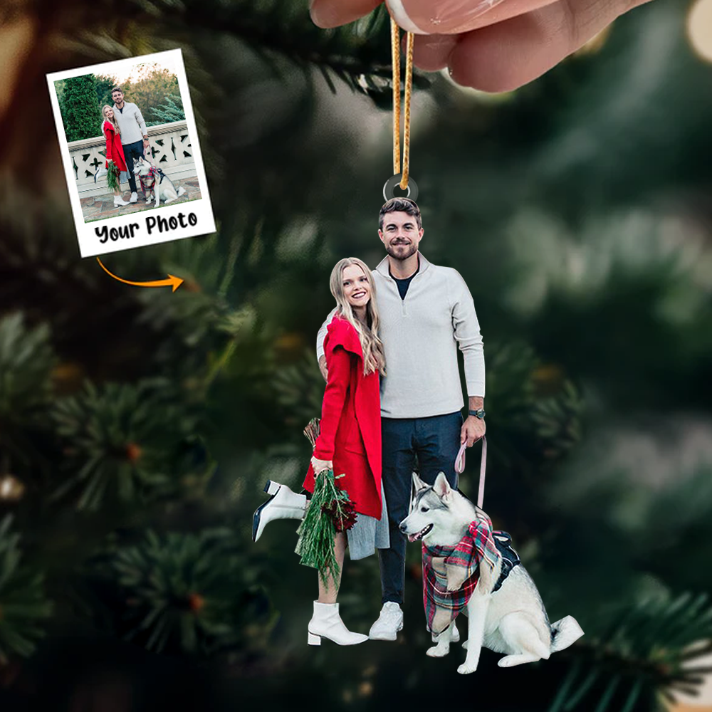 Custom Photo Ornament - Christmas Gift For Family Members, Dog Lovers, Dog Mom, Dog Dad | Vit