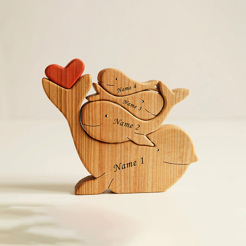Wooden whales family puzzle
