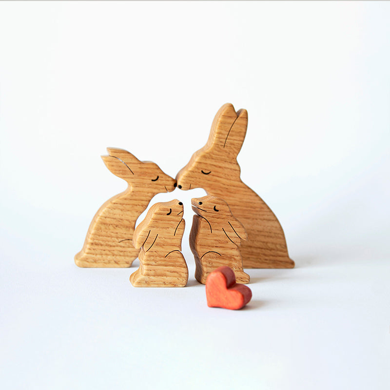 Wooden hare family puzzle