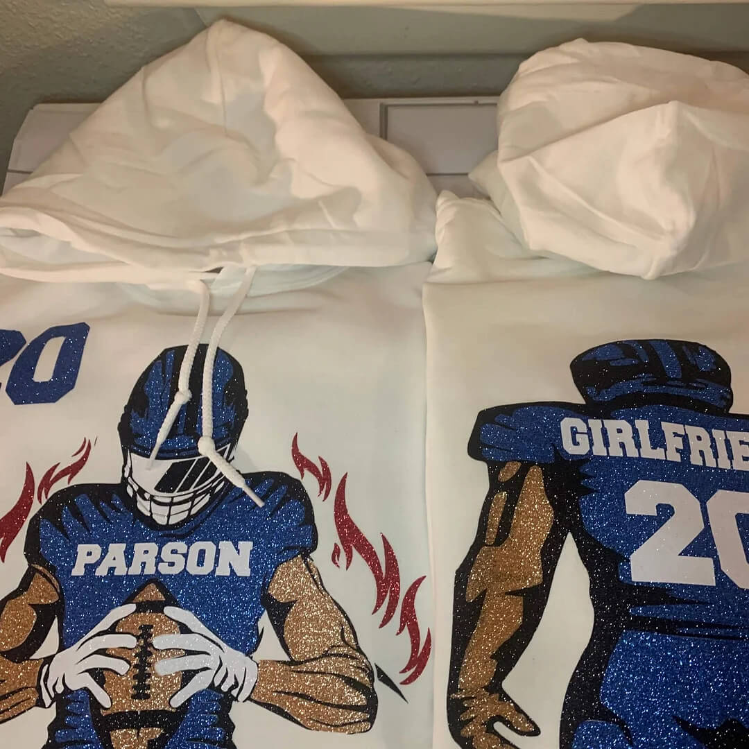 50% OFF馃張Shine On Game Day - Custom Glitter Football Player Crewneck Hoodie Tshirt