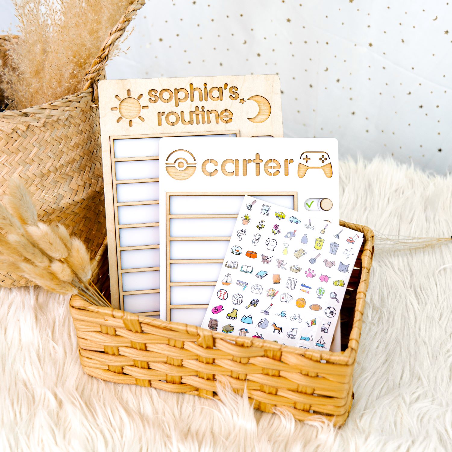 Kindlytoys Wooden Sliding Routine Chart, Chore List, Daily Checklist Board