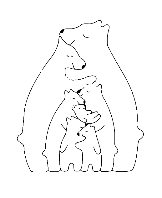 Handcrafted - Family - Wooden Bears Family - Wooden Pet Carvings 