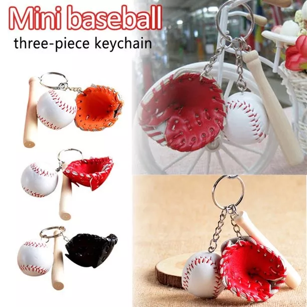 Mini Baseball Glove and Bat Keychain