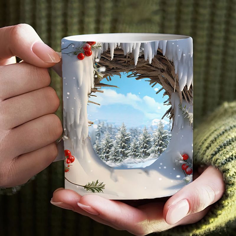 Custom Pet Photo Winter Snowy Christmas Personalized Mug Gift For Pet Lover