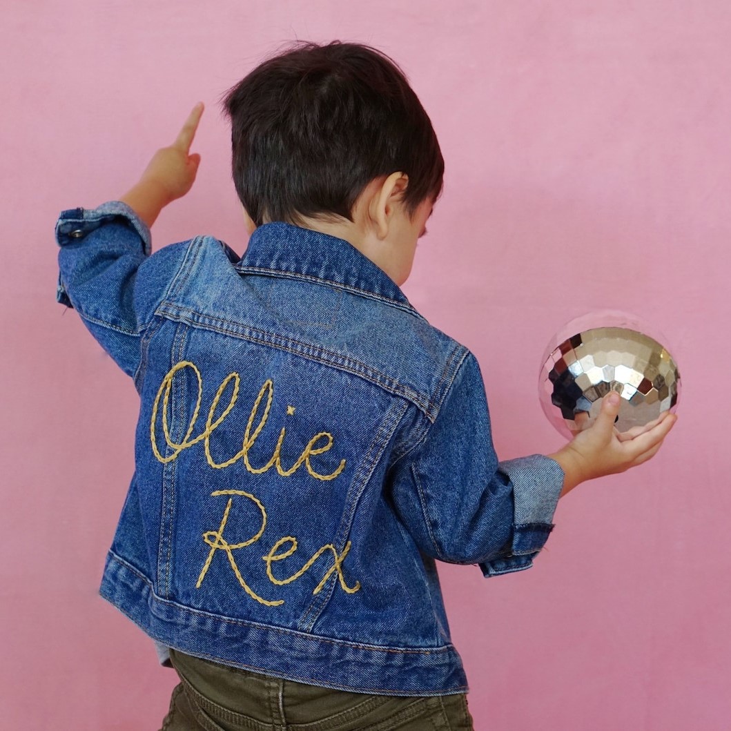 Personalized Hand Embroidery Kids Denim Jacket