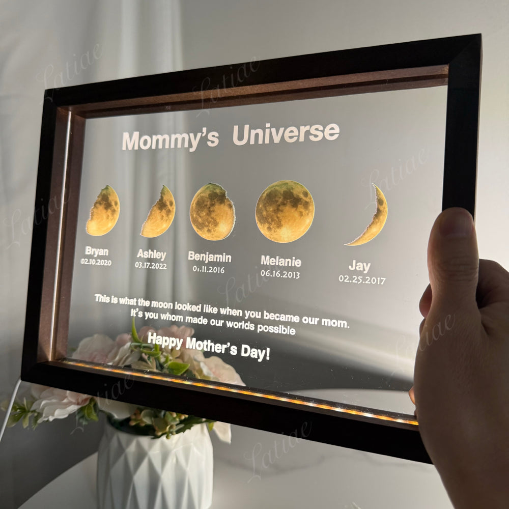 Led Light Frame With Text And Date - Mom's Universe