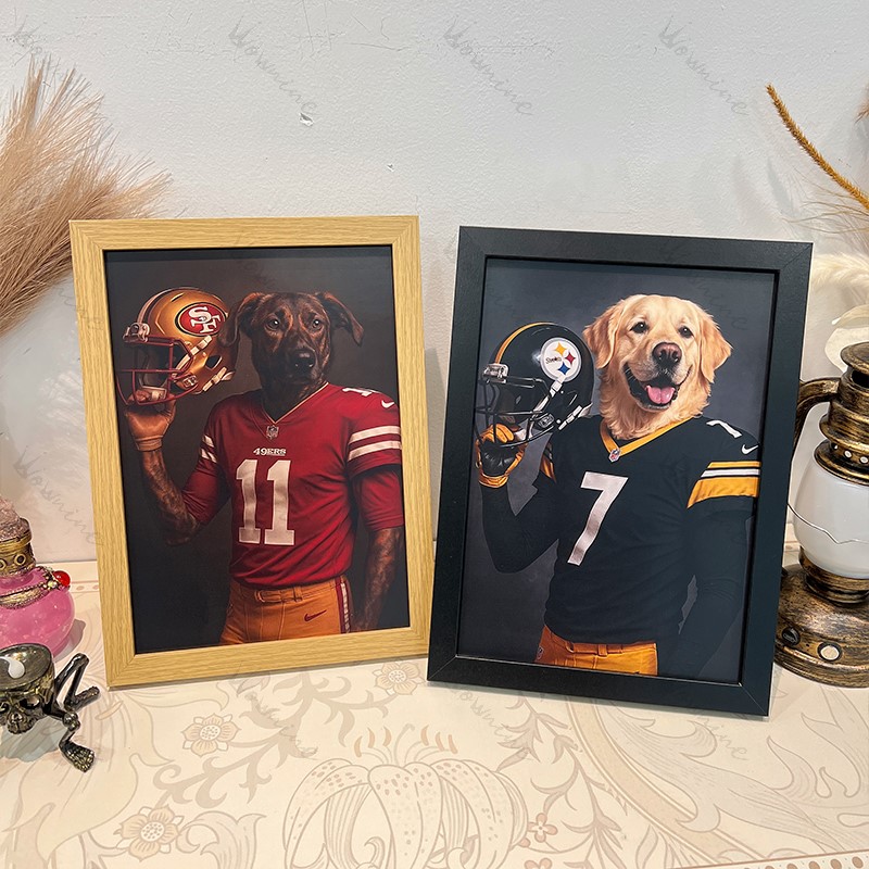 Custom American Football Pet NFL Canvas Portrait