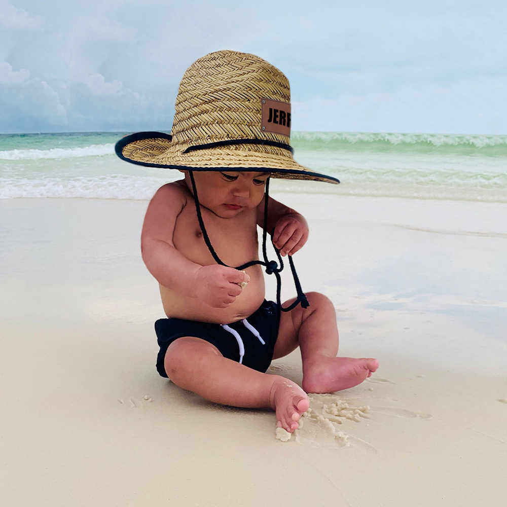 Personalized Summer Leather Patch Straw Hat for Comfort & Unique | CWBeach61
