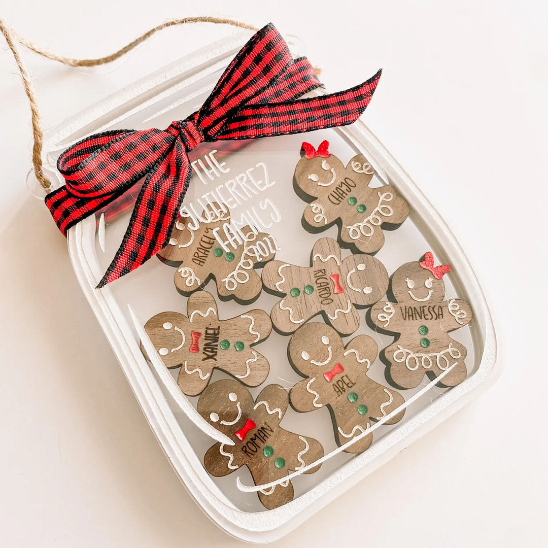 Personalized Family Gingerbread Cookie Jar Ornament, Christmas Ornament