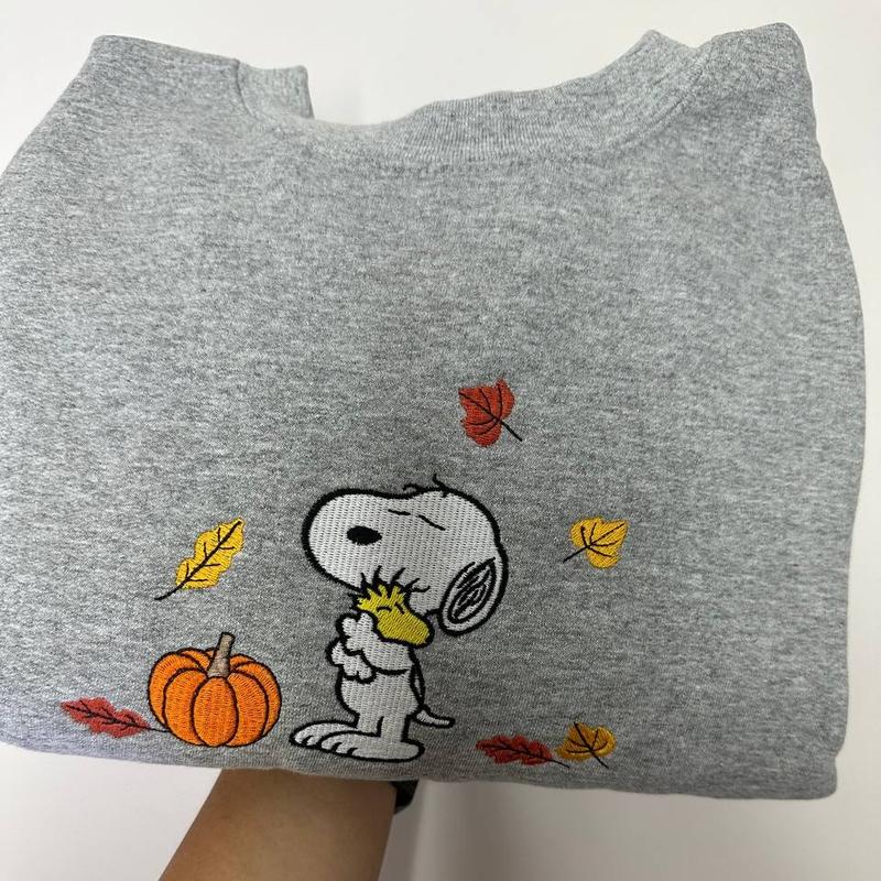 Vintage Embroidered Fall Sweatshirt Inspired Halloween Peanuts Snoopy Pumpkin