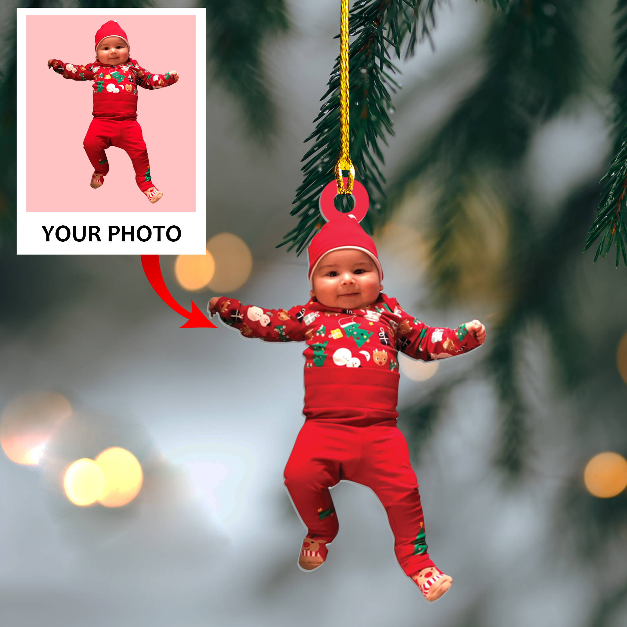 Personalized Photo Ornament - Christmas Gift For Family Member, Friends - Customized Your Photo Baby Ornament | Kids