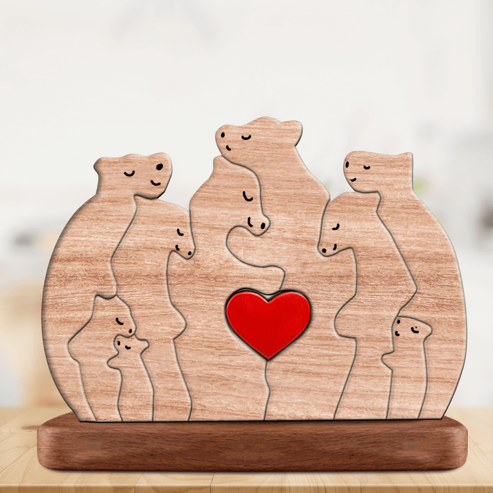 Personalized Wooden Bears Family - Puzzle Wooden Bears Family - Wooden Pet Carvings
