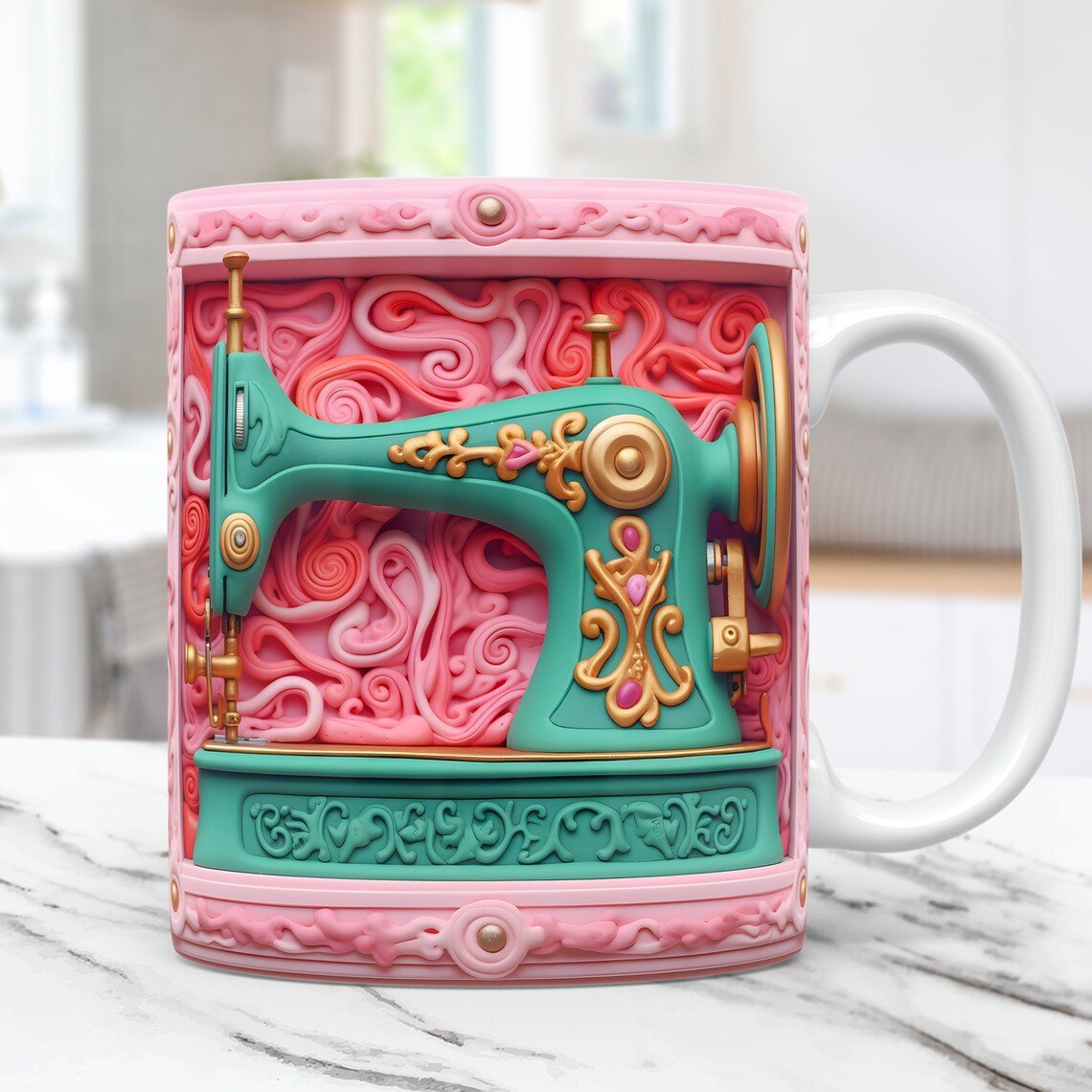 3D Floral Sewing Machine Mug(12oz)