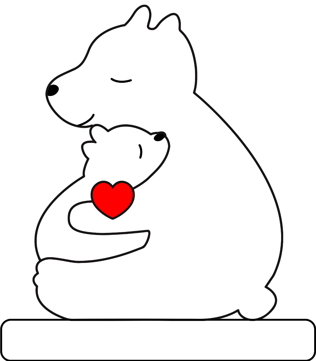 Personalized Single Parent Family With Stand - Puzzle Wooden Bear Family - Wooden Pet Carvings