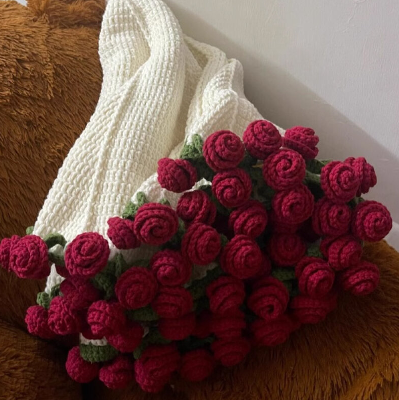 Hand-made Crochet Flower Bouquet Blanket，Sunflower Finished blanket，Rose Bouquet Finished Blanket ,lily of the valley Finished blanket,Wedding Gift，Valentine's Day Gifts