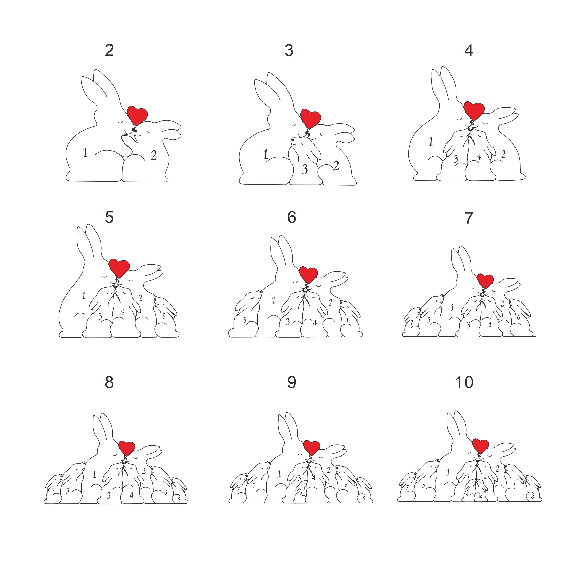 Wooden hare family puzzle