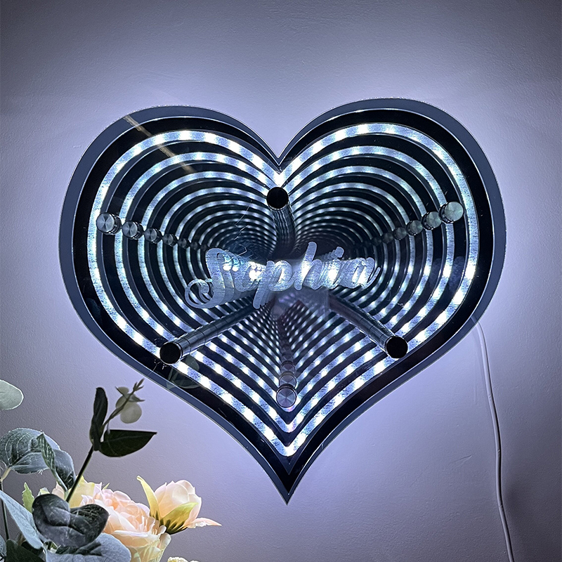 馃敟Hot Sale馃敟Personalized infinite heart-shaped mirror name lamp