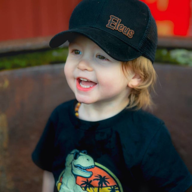 Personalized Leather Patch Kid Hat for Summer