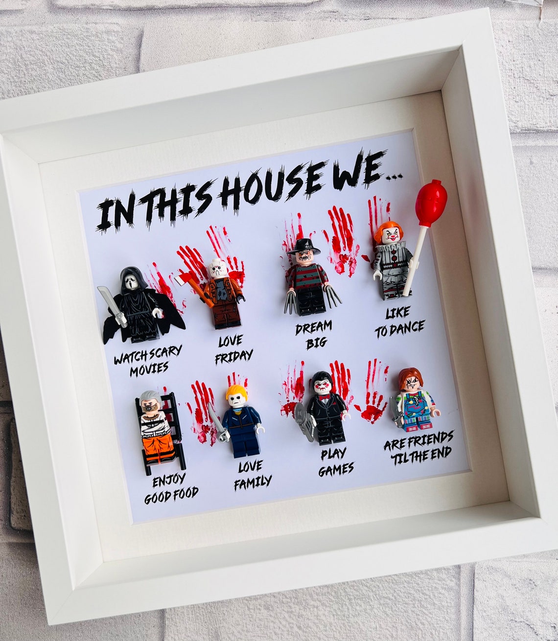 In This House We... 8/10/12 Horror Gift Frame (Halloween Scary Movie) Halloween ,Birthday gift,scary movie loving family