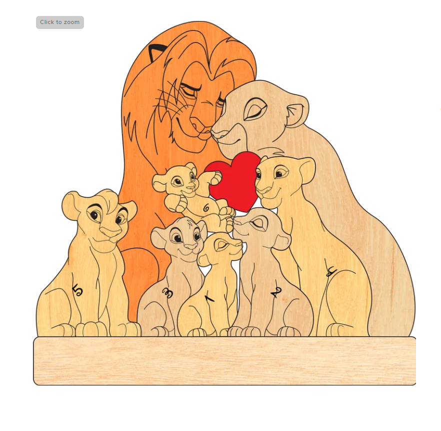 Family - The Lion Pet - Personalized Wooden Puzzle