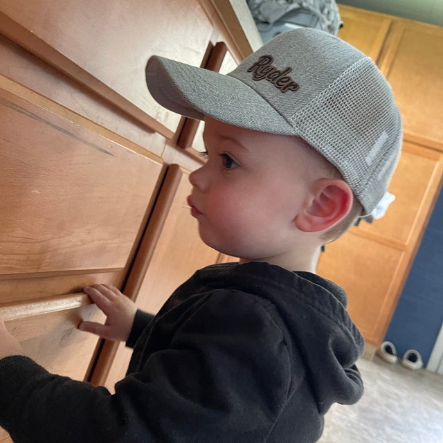 Personalized Leather Patch Kid Hat for Summer