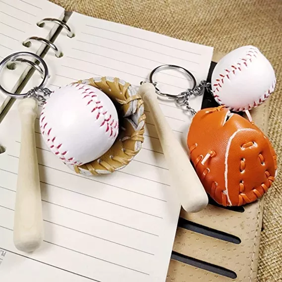 Mini Baseball Glove and Bat Keychain
